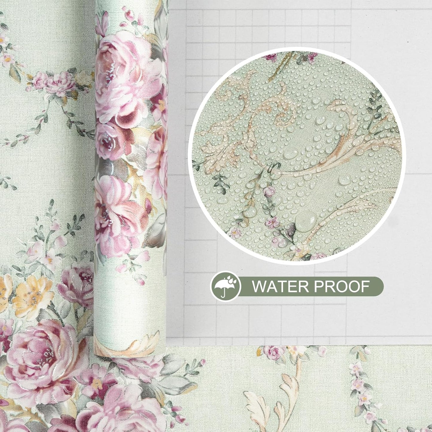 Bestery Vintage Floral wallpaper Sticker (16.5 Feet X 1.5 Feet) - Macmlone