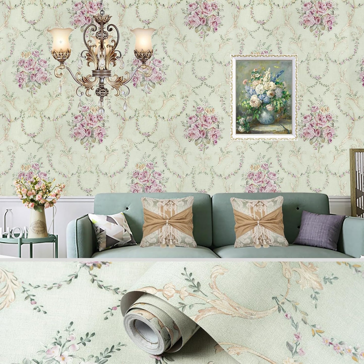 Bestery Vintage Floral wallpaper Sticker (16.5 Feet X 1.5 Feet) - Macmlone