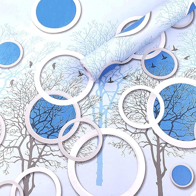 Blue and White Circle wallpaper Sticker (16.5 Feet X 1.5 Feet ) - Macmlone