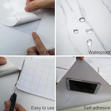 Glossy White Marble Wallpaper Stickers - Macmlone