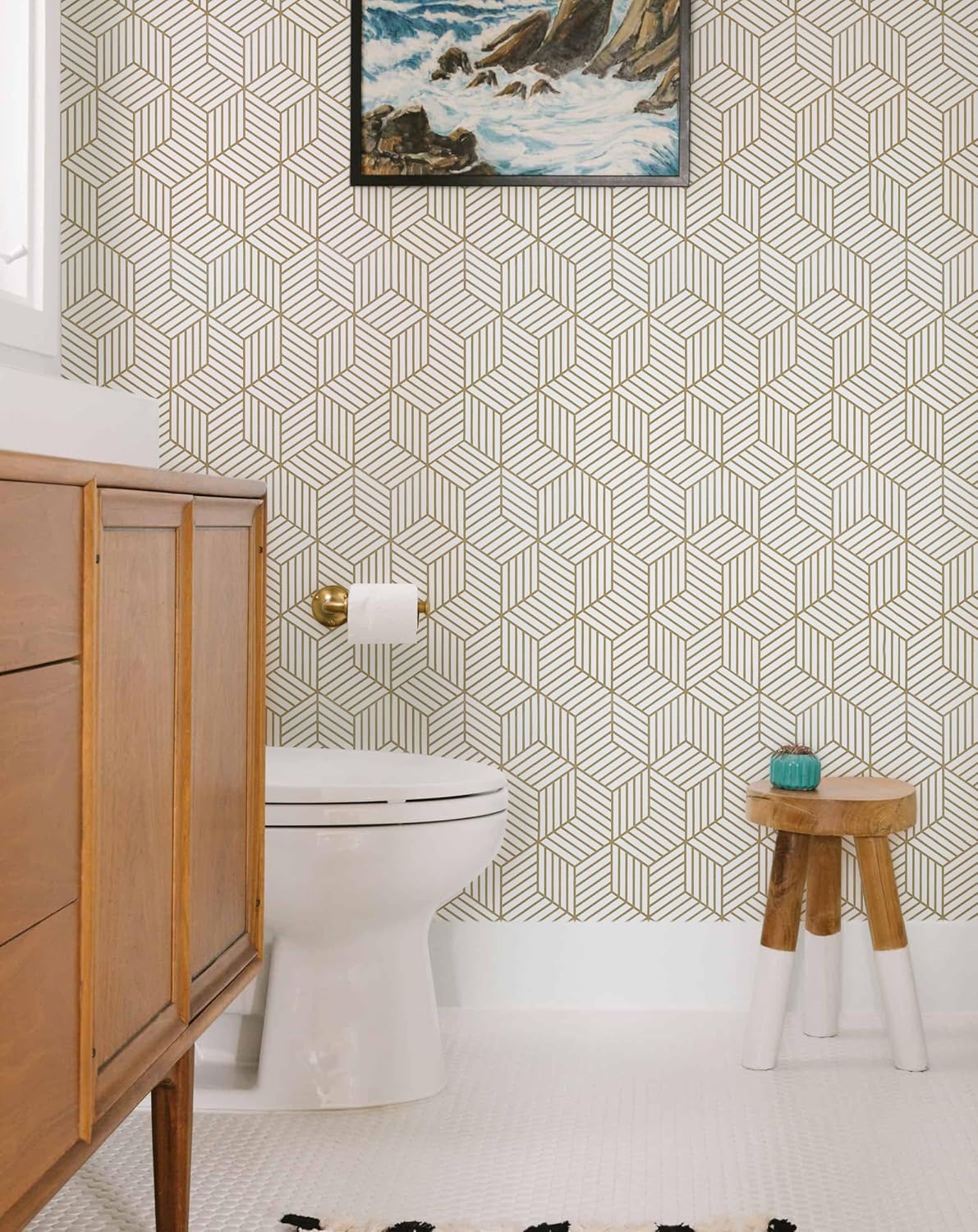 Gold and White Peel wallpaper Sticker (16.5 Feet X 1.5 Feet ) - Macmlone
