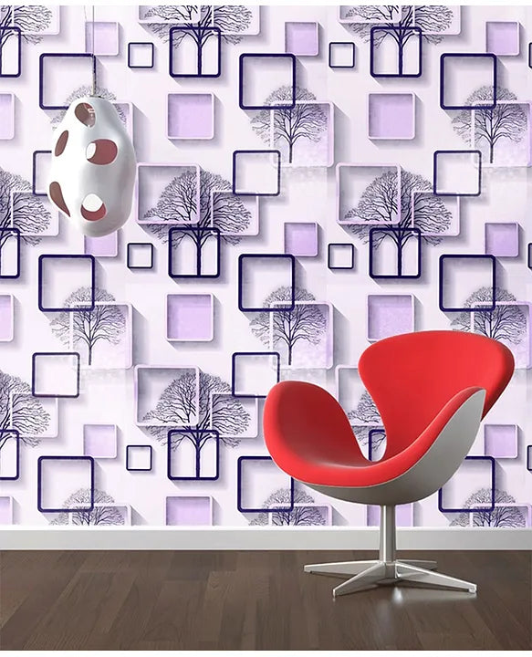 Purple 3d Cube wallpaper Sticker (16.5 Feet X 1.5 Feet)