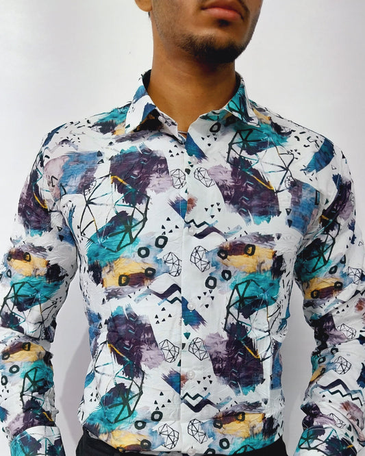 Abstract Art Print Cotton Shirt