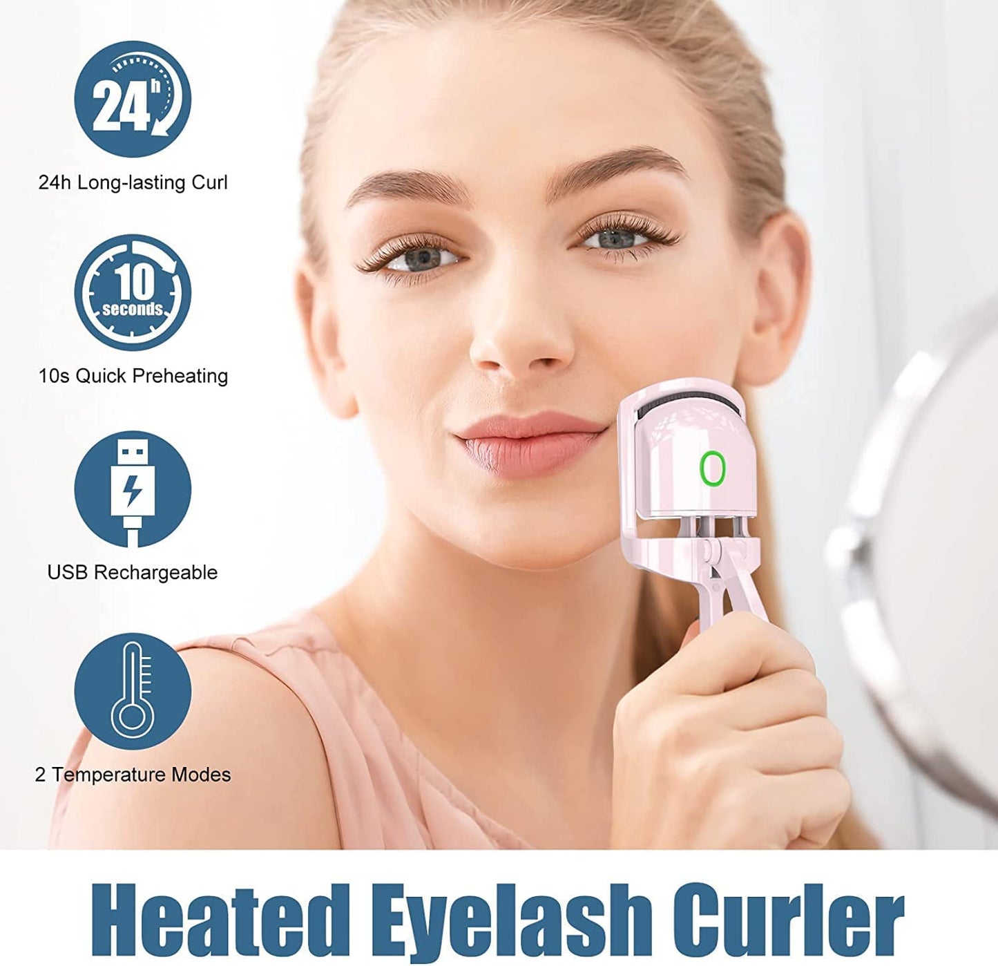 Electric Heated Eyelash Curlers USB Heated Curler with 2 Heating Modes