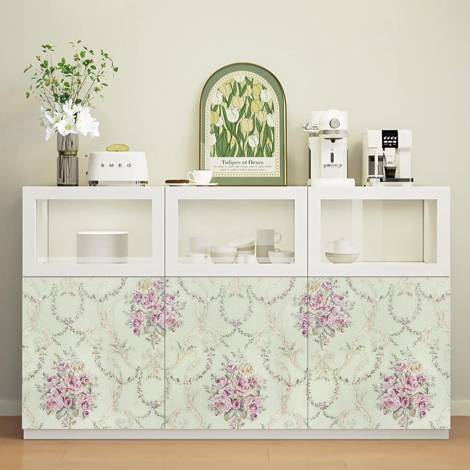 Bestery Vintage Floral wallpaper Sticker (16.5 Feet X 1.5 Feet) - Macmlone