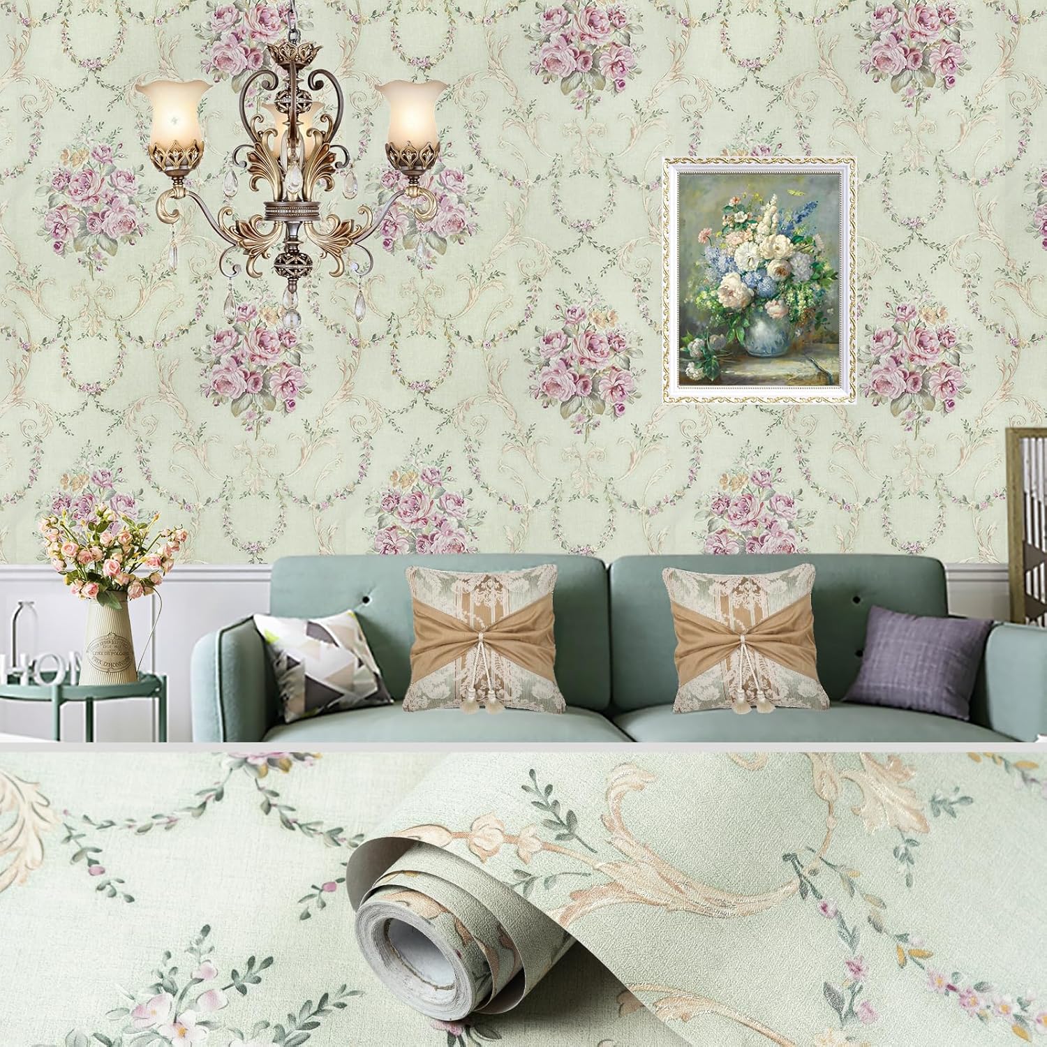 Bestery Vintage Floral wallpaper Sticker (16.5 Feet X 1.5 Feet) - Macmlone