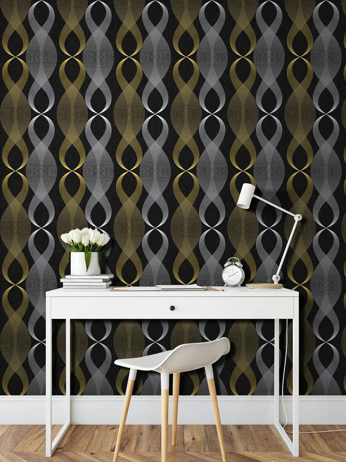 Black Modern Stripe Peel wallpaper Sticker (16.5 Feet X 1.5 Feet) - Macmlone