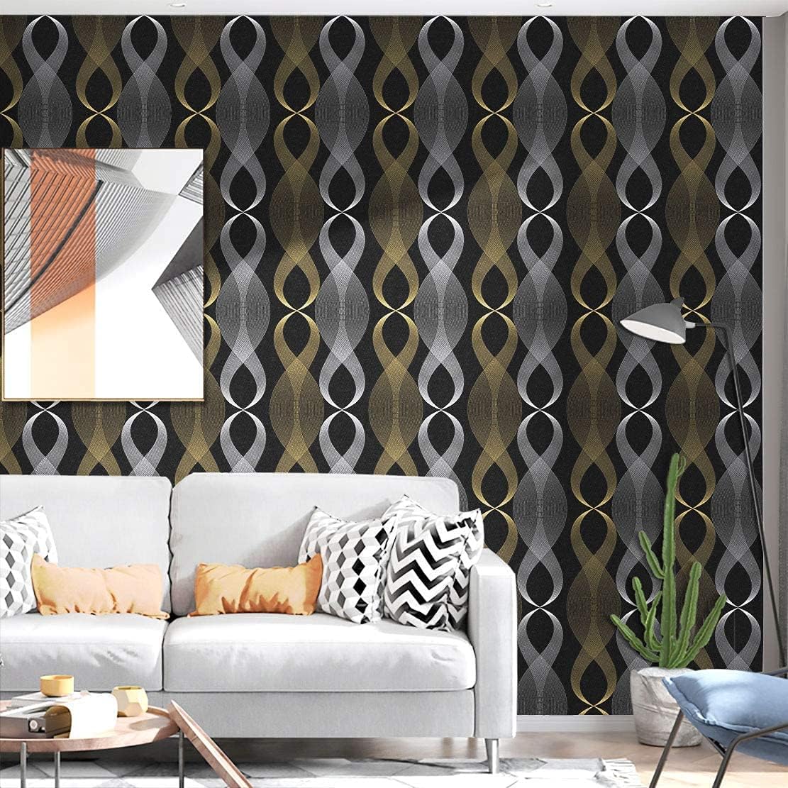 Black Modern Stripe Peel wallpaper Sticker (16.5 Feet X 1.5 Feet) - Macmlone