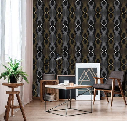 Black Modern Stripe Peel wallpaper Sticker (16.5 Feet X 1.5 Feet) - Macmlone