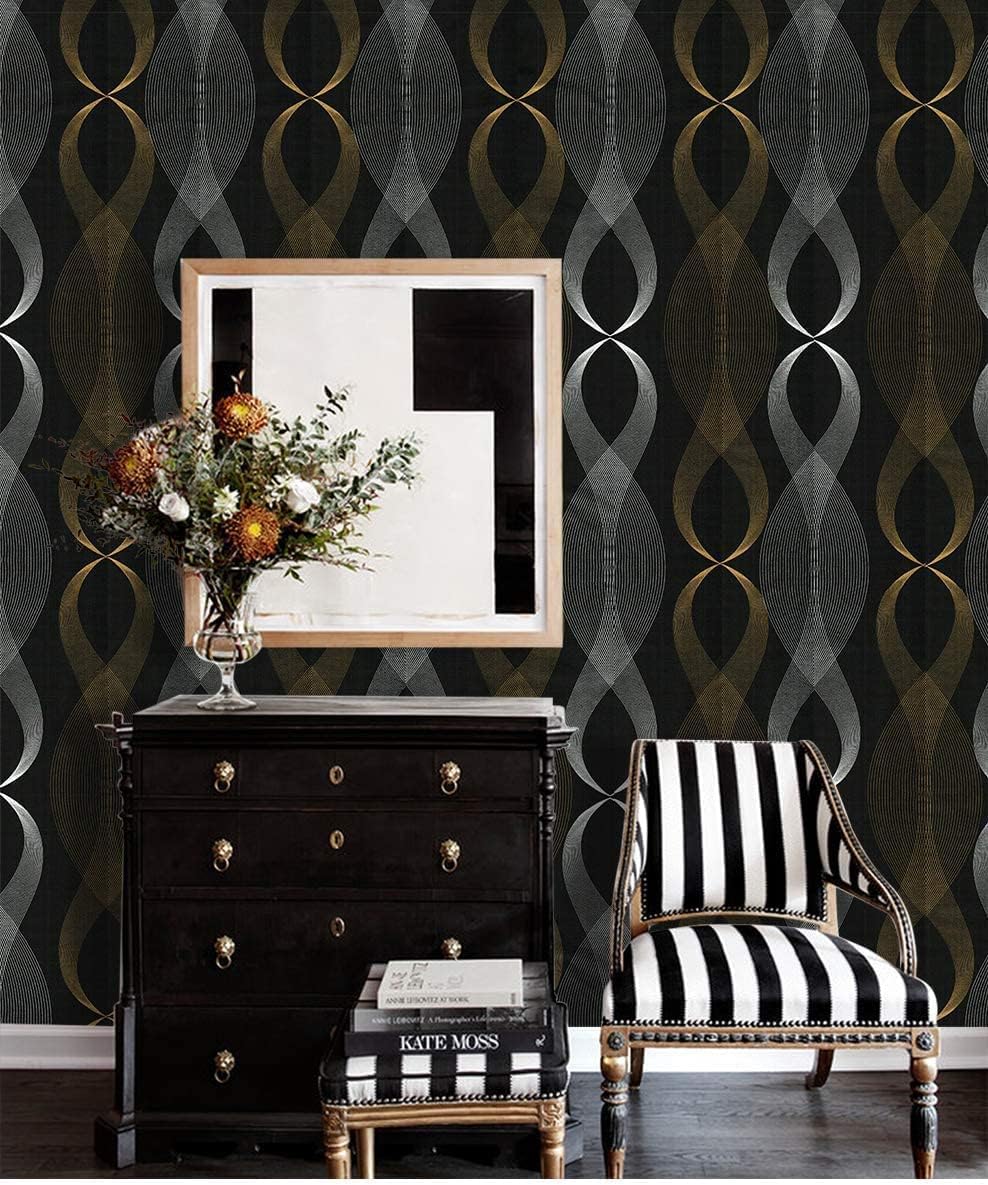 Black Modern Stripe Peel wallpaper Sticker (16.5 Feet X 1.5 Feet) - Macmlone