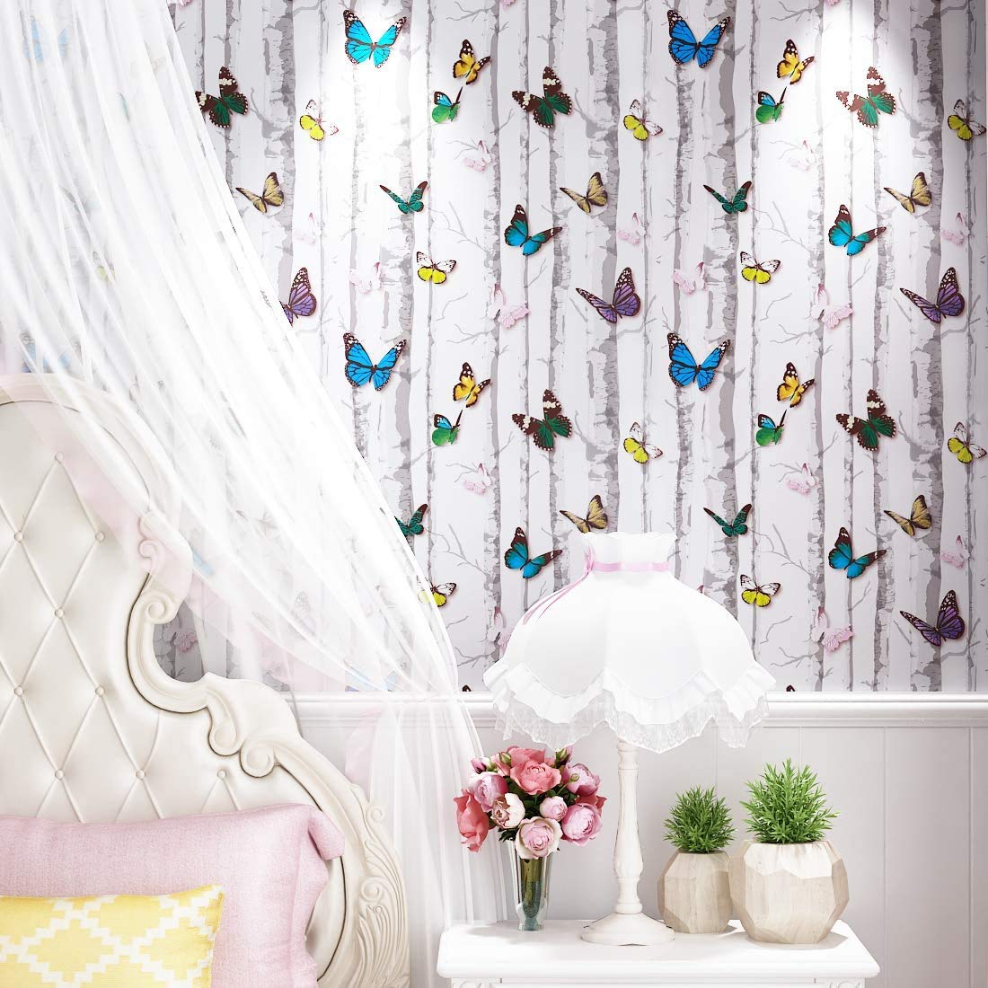 Butterfly and Flower wallpaper Sticker (16.5 Feet X 1.5 Feet ) - Macmlone