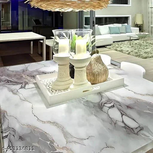 Cream Cloudstone Marble Adhesive Decor Sticker (6.5 Feet X 2 Feet) - Macmlone