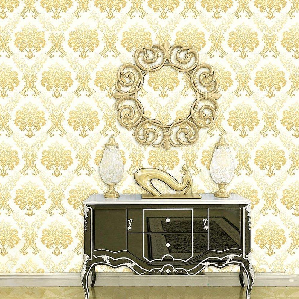 Gold and White Floral wallpaper Sticker (16.5 Feet X 1.5 Feet) - Macmlone