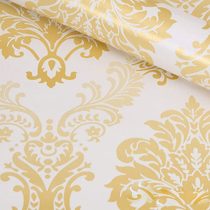 Gold and White Floral wallpaper Sticker (16.5 Feet X 1.5 Feet) - Macmlone