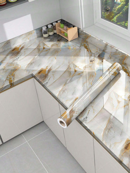 Gold & Grey Marble Decor Sticker (6.5 Feet X 2 Feet) - Macmlone