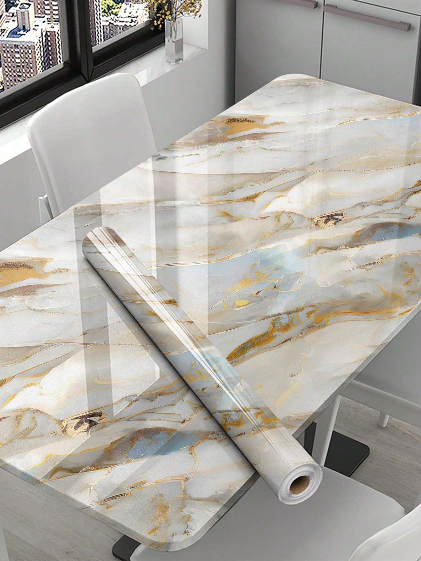 Gold & Grey Marble Decor Sticker (6.5 Feet X 2 Feet) - Macmlone