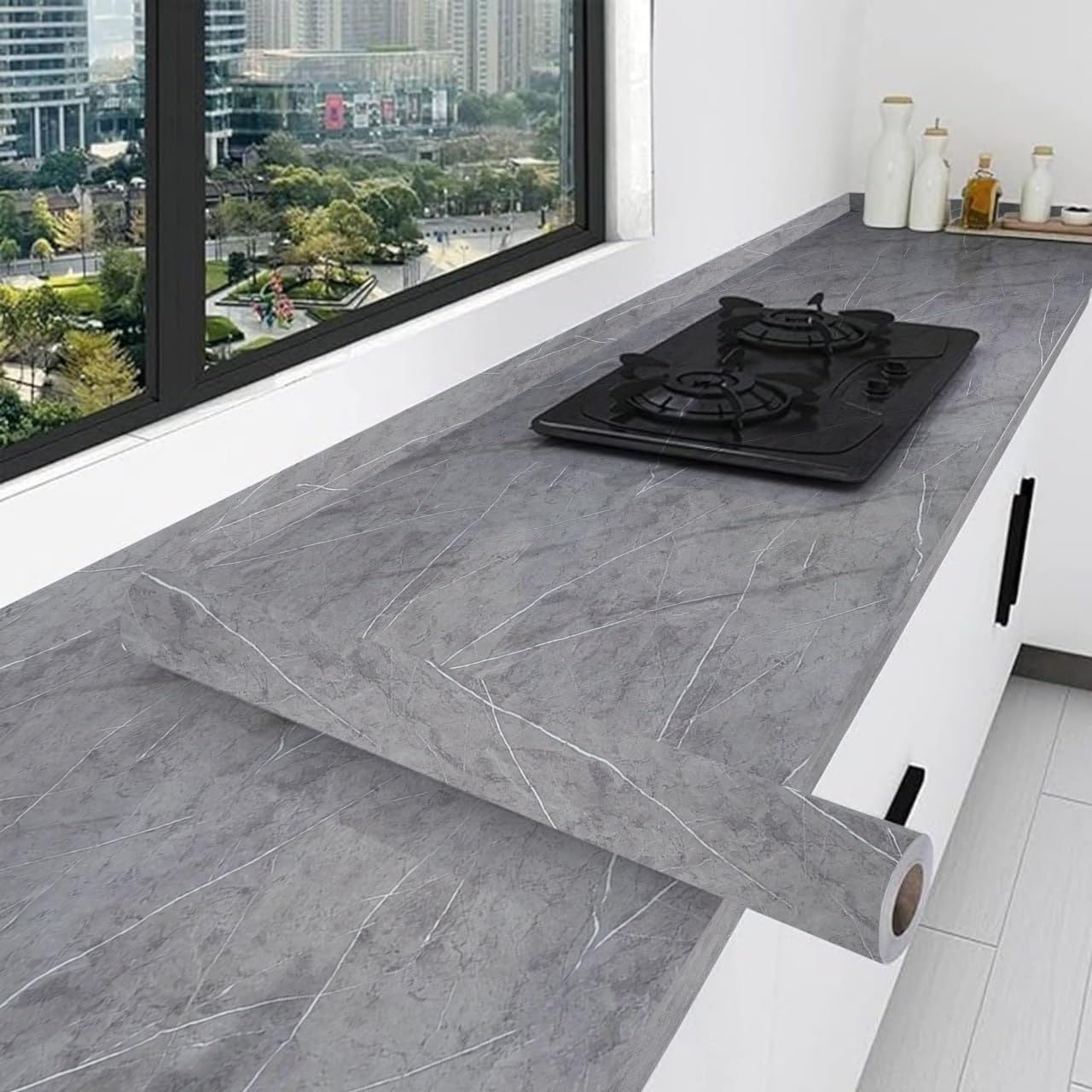 Gray Marble Wallpaper Stickers - Macmlone