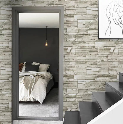 Grey White Brick wallpaper Sticker (16.5 Feet X 1.5 Feet) - Macmlone