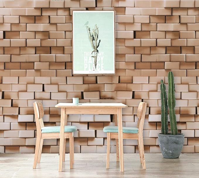 Light Brown Brick wallpaper Sticker (16.5 Feet X 1.5 Feet) - Macmlone