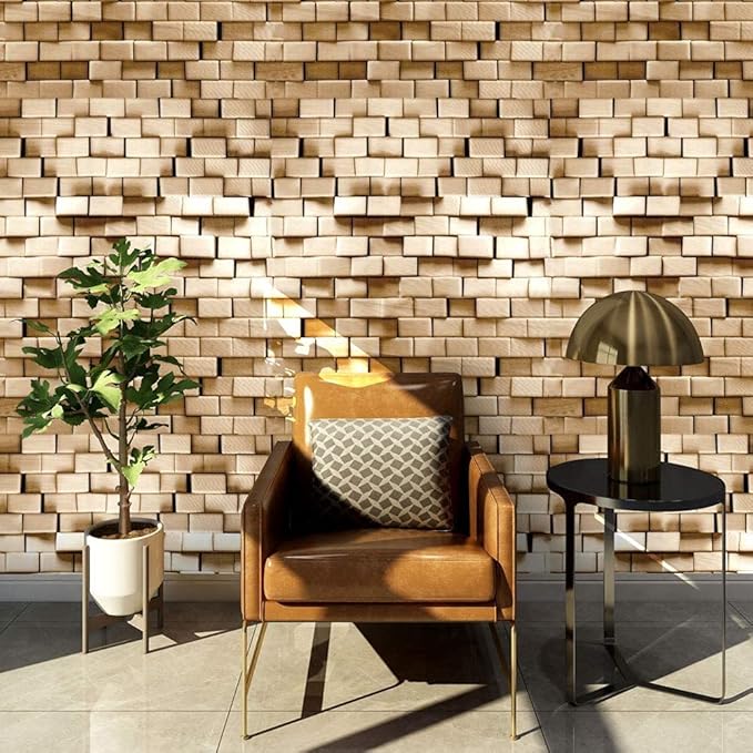 Light Brown Brick wallpaper Sticker (16.5 Feet X 1.5 Feet) - Macmlone