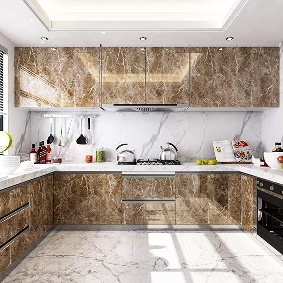 Nareval Brown Marble Wallpaper Stickers - Macmlone