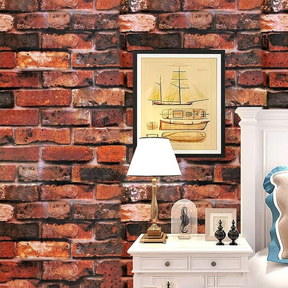 Red & Brown Brick wallpaper Sticker (16.5 Feet X 1.5 Feet ) - Macmlone