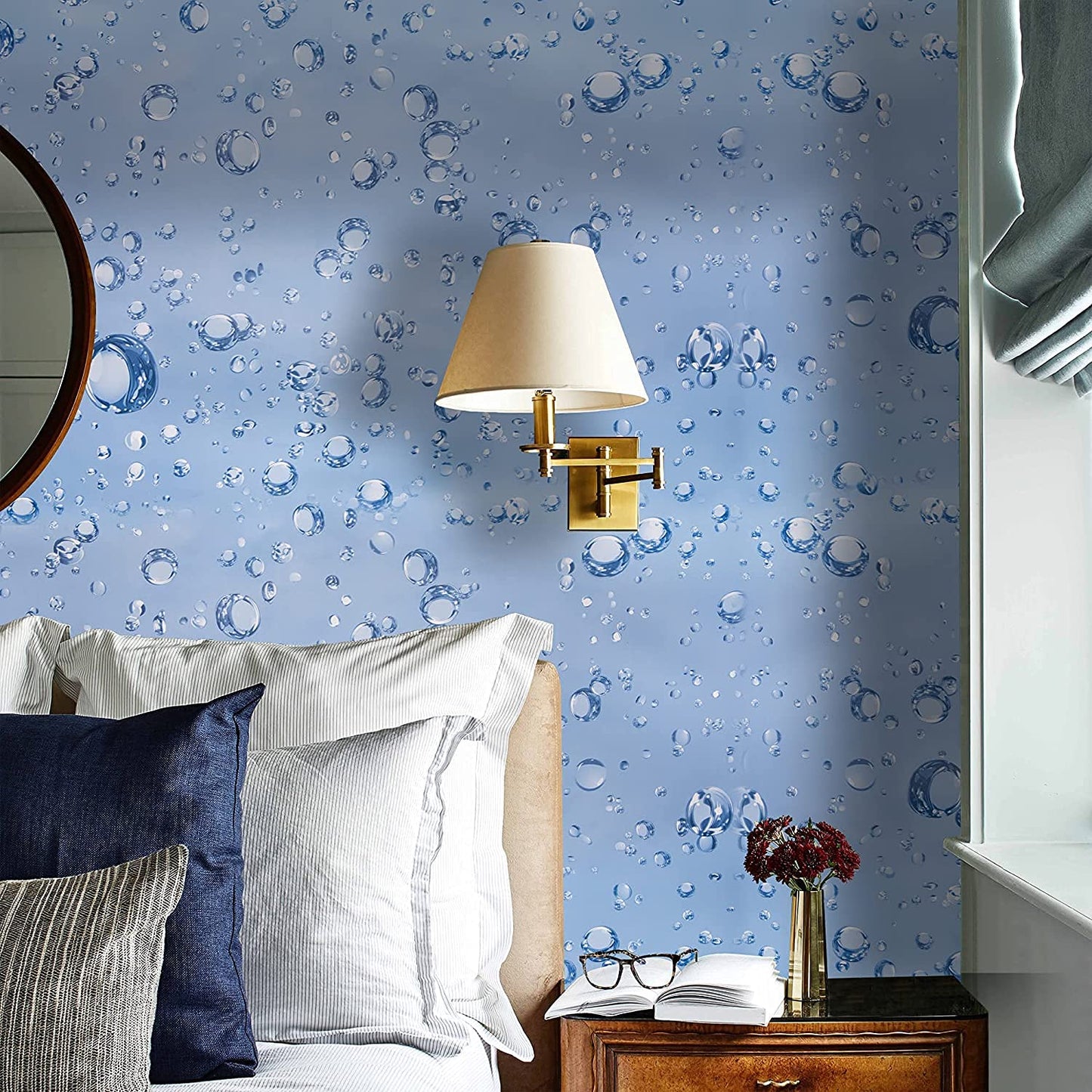 Sky Blue wallpaper Sticker (16.5 Feet X 1.5 Feet) - Macmlone