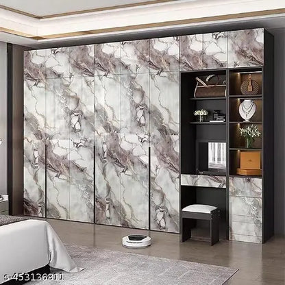 Smokey Gray Marble Adhesive Decor Sticker (6.5 Feet X 2 Feet)