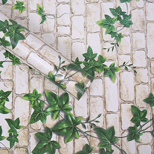 White Bricks & Green Climbers wallpaper Sticker (16.5 Feet X 1.5 Feet ) - Macmlone